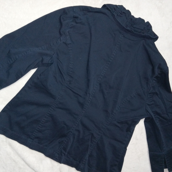 Tribal Navy 3/4 Sleeve Button Front Utility Jacket size 10 - Picture 8 of 10